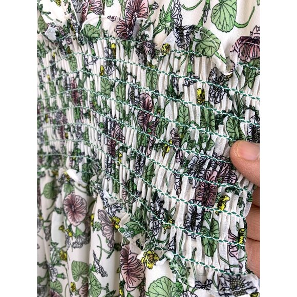 NWT Max Studio M Floral Maxi Dress Short Bell Sleeves Smock Tiered 8195 A-line - Picture 12 of 12